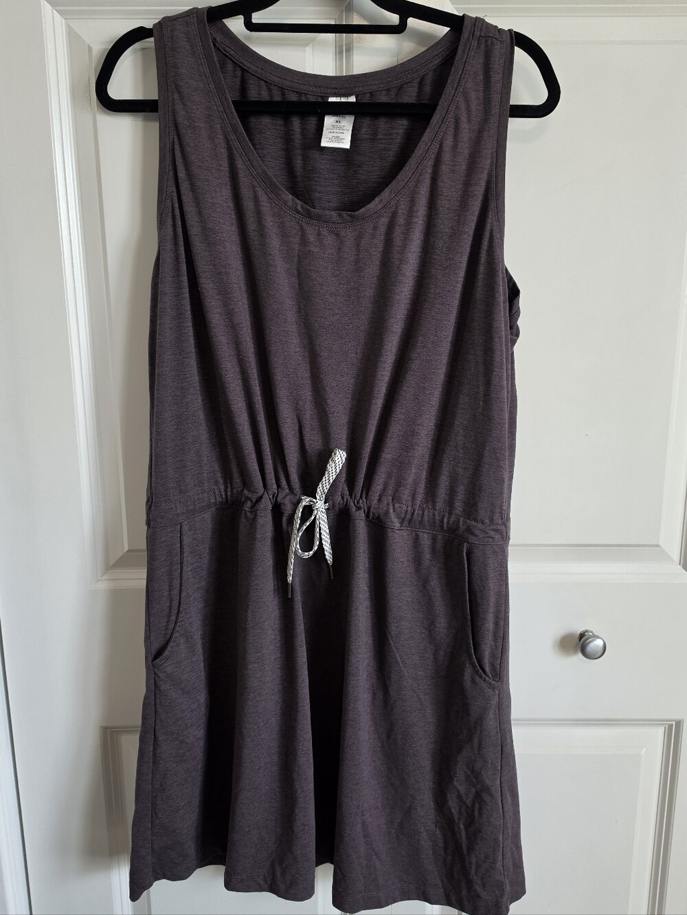 Sleeveless Drawstring Pocket Dress - heather purple plum athletic